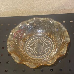 Vintage Elegant Amber Glass Decorative Bowl